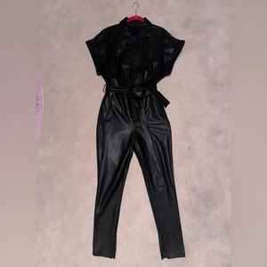 NBD Black Vegan Leather Jumpsuit Size Small